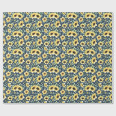 Papier Cadeau Sunflower and Foliage Pattern Gift Wrap Paper  (Plat)