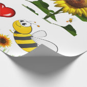Papier Cadeau Sunflower Bumblebee Red HeartsPapier d'enveloppeme (Coin)