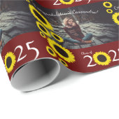 Papier Cadeau Sunflower Country Graduation Party Maroon (Coin rond)