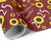 Papier Cadeau Sunflower Country Graduation Party Maroon (Coin rond)