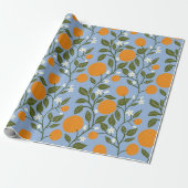 Papier Cadeau Sunny Citrus Oranges Grosse Motif (Déroulé)