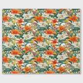 Papier Cadeau "Sunny Soiree" Lys tropicaux Orange California (Plat)