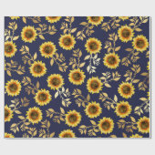 Papier Cadeau Sunny Yellow Gold Navy Feuille Motif (Plat)