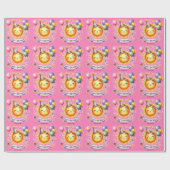 Papier Cadeau Sunshine Nom personnalisé Joyeux Anniversaire rose (Plat)