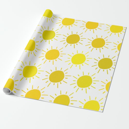 Papier Cadeau Sunshine Whimsical Jaune fête d'anniversaire (Déroulé)