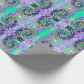 Papier Cadeau Super Abstrait Aqua et Navy Lava Swirl (Coin)