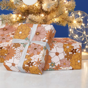 Papier Cadeau Super Boho les années 70 Fleurs Motif