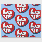 Papier Cadeau super coeur amour valentine 1960 (Plat)