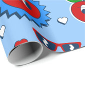 Papier Cadeau super coeur pastèque terre valentine 1960 (Coin rond)