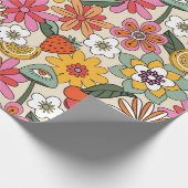 Papier Cadeau Super des années 70, orange, rose et vert (Coin)