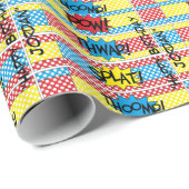 Papier Cadeau Super Hero Cartoon Words Gift Wrapping paper (Coin rond)