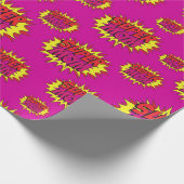 Papier Cadeau Super Maman sur Fuchsia (Coin)