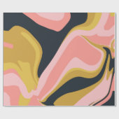 Papier Cadeau Super Marbel Pink Mustard Swirl Retro 60s (Plat)