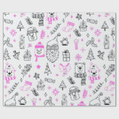 Papier Cadeau Super mignon Motif Noël blanc (Plat)