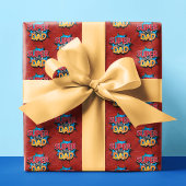 Papier Cadeau Super Papa Mustache Grunge moderne