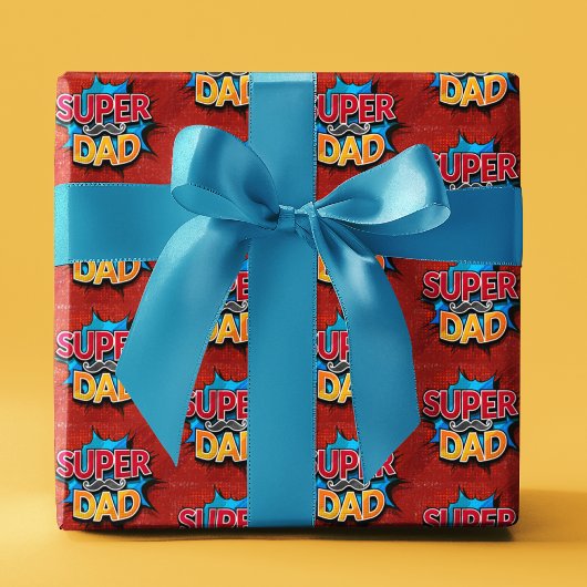 Papier Cadeau Super Papa Mustache Grunge moderne