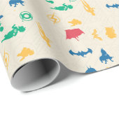 Papier Cadeau Super Pets & Justice League Motif Silhouette (Coin rond)