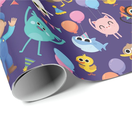 Papier Cadeau Super Simple Caractères Motif d'anniversaire (Coin rond)