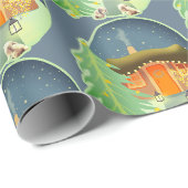 Papier Cadeau Superbe Cottage de nuit d'hiver (Coin rond)