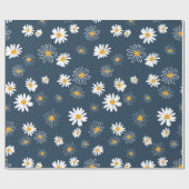 Papier Cadeau Superbe Marine Jaune Blanc Classique Fleurs de mar (Plat)