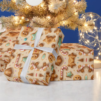Papier Cadeau superbe motif de pain d'épice