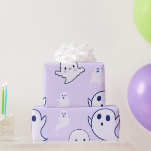 Papier Cadeau Superbes fantômes blancs violets Halloween mignons