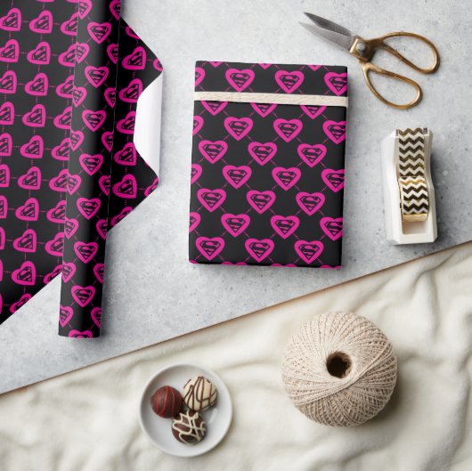 Papier Cadeau Supergirl Hearts Diagonal Pattern (Artisanat)