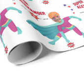 Papier Cadeau Superhero Happy Boy Fantastic Fun Anniversaire Cad (Coin rond)