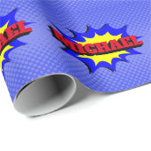 Papier Cadeau Superhero Kids Comic Book Nom personnalisé (Coin rond)