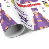 Papier Cadeau Superhero Parfait Fantastique Filles d'Anniversair (Coin rond)