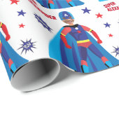 Papier Cadeau Superhero USA Superning Boy Fab Anniversaire Extra (Coin rond)