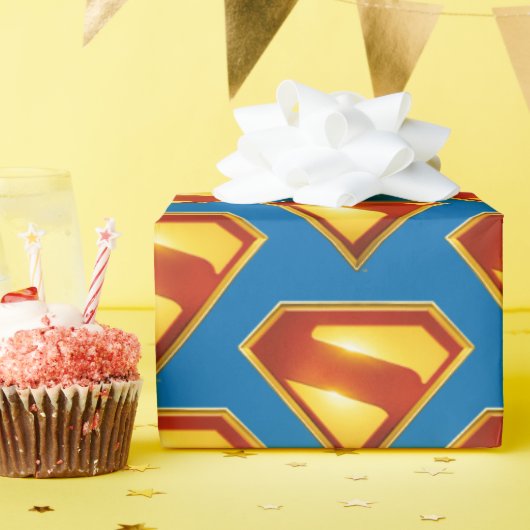 Papier Cadeau Superman Golden S Shield brillance (Fête d'anniversaire)