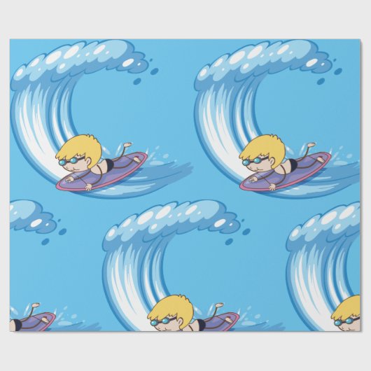 Papier Cadeau Surf Boy Riding A Wave (Plat)