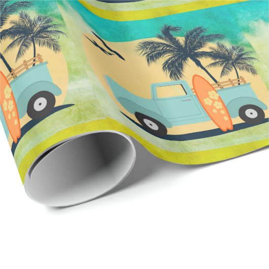 Papier Cadeau Surf Retro (Coin rond)