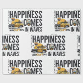 Papier Cadeau Surf Van Beach Quote Happiness Comes in Waves (Plat)