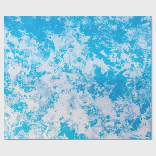 Papier Cadeau Surface de la planète de glace bleue et blanche (Plat)