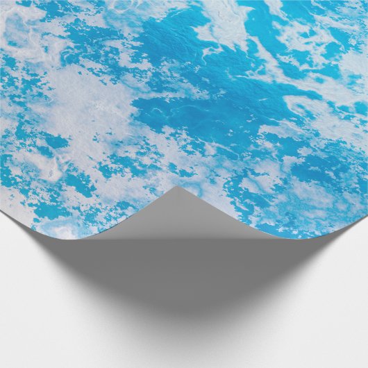 Papier Cadeau Surface de la planète de glace bleue et blanche (Coin)