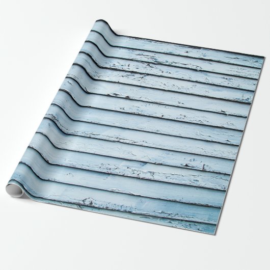 Papier Cadeau Surface en bois blanc et bleu (Déroulé)