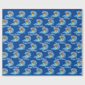 Papier Cadeau Surfer de Noël sur la vague (Plat)