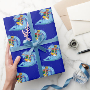 Papier Cadeau Surfer sur Blue Wave