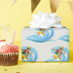 Papier Cadeau Surfer sur Blue Wave
