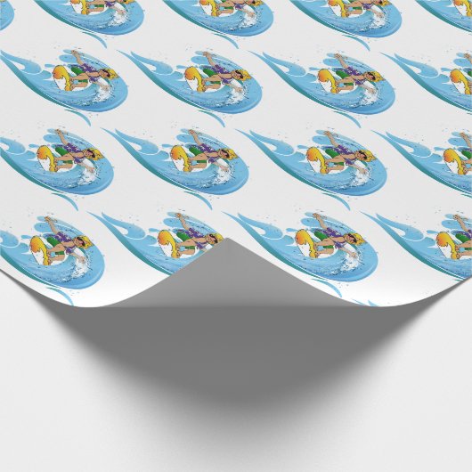 Papier Cadeau Surfer sur Blue Wave (Coin)