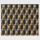 Papier Cadeau Surpris Chat orange avec une amusante Coupe de caf (Plat)