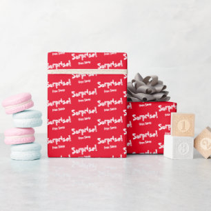 Papier Cadeau Surprise de Père Noël Noël rouge et blanc