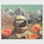 Papier Cadeau Surreal Astronaut In Flower Field (Plat)