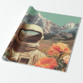 Papier Cadeau Surreal Astronaut In Flower Field (Déroulé)