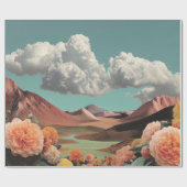 Papier Cadeau Surreal Floral Mountainscape With Dramatic Clouds (Plat)