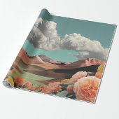 Papier Cadeau Surreal Floral Mountainscape With Dramatic Clouds (Déroulé)