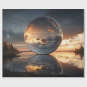 Papier Cadeau Surreal Reflective Sphere With Sunset Clouds Over  (Plat)