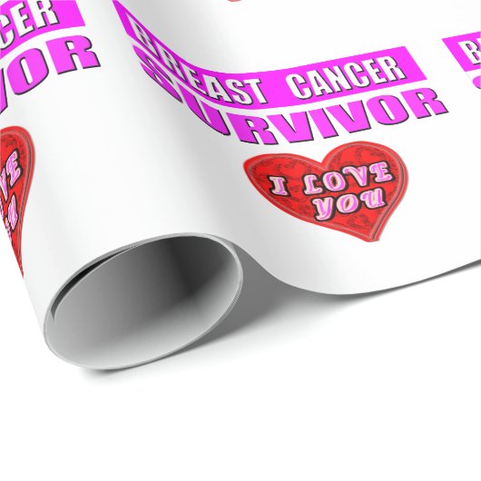 Papier Cadeau Survivant de cancer du sein (Coin rond)